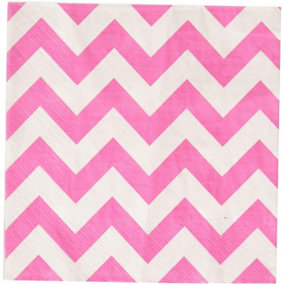 Amscan Chevron Disposable Napkins (Pack of 16) Bright Pink/White (One Size)