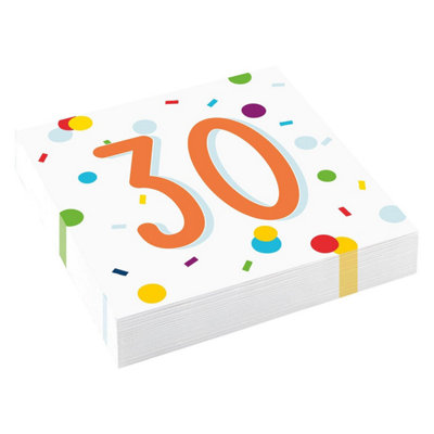 Amscan Confetti 30th Birthday Disposable Napkins (Pack of 20) Multicoloured (One Size)