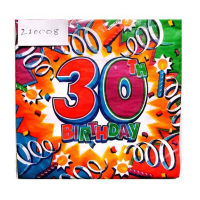 Amscan Confetti 30th Birthday Napkins (Pack of 16) Multicoloured (One Size)