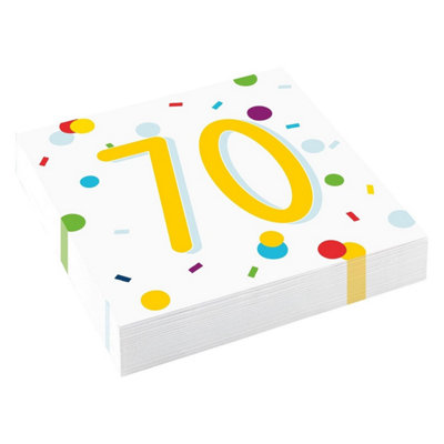 Amscan Confetti 70th Disposable Napkins (Pack of 20) Multicoloured (One Size)