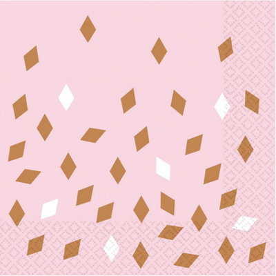 Amscan Confetti Napkins (Pack of 16) Rose Gold (33cm)