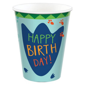 Amscan Dinosaur Birthday Disposable Cup (Pack of 8) Blue/Green/Orange (One Size)