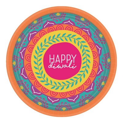 Amscan Diwali Disposable Plates (Pack of 8) Multicoloured (One Size) Price Comparisons | Compare The Build
