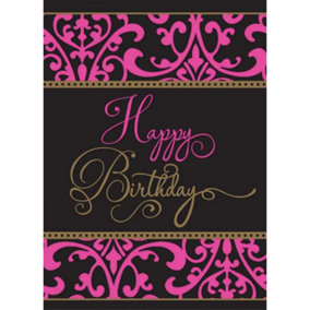 Amscan Fabulous Celebration Plastic Printed Happy Birthday Party Table Cover Black/Pink/Brown (One Size)