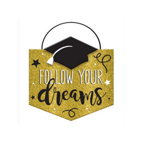 Amscan Follow Your Dreams Graduation Plaque Gold/Black/White (One Size)