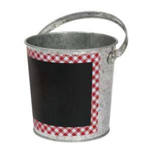 Amscan Galvanised Gingham Bucket Silver/Black (One Size)