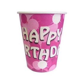 Amscan Happy Birthday Party Cup (Pack of 8) Pink/White (One Size)
