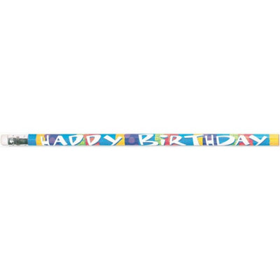 Amscan Happy Birthday Pencil With Eraser (Pack of 12) Multicoloured (One Size)