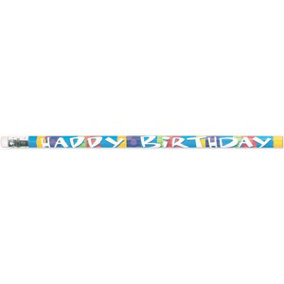 Amscan Happy Birthday Pencil With Eraser (Pack of 12) Multicoloured (One Size)