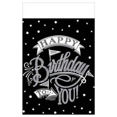 Amscan Happy Birthday To You Plastic Party Table Cover Black/White (One Size)