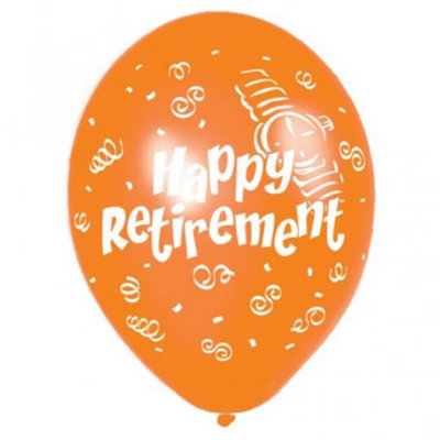 Amscan Happy Retirement Latex Balloons (Pack of 6) Orange/White (One Size)