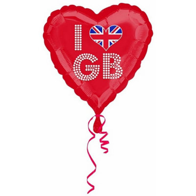 Amscan I Heart GB Foil Balloon Red/White/Blue (One Size)