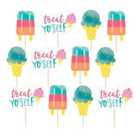 Amscan Ice Cream Cupcake Topper (Pack of 24) Multicoloured (One Size)