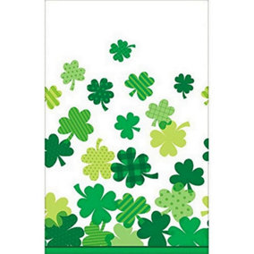 Amscan Ireland Irish Team Plastic Shamrock Bloom St Patricks Day Party Table Cover Green/White (One Size)