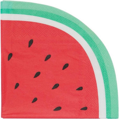 Amscan Just Chillin Watermelon Slice Summer Napkins (Pack of 16) Red/Green/White (One Size)