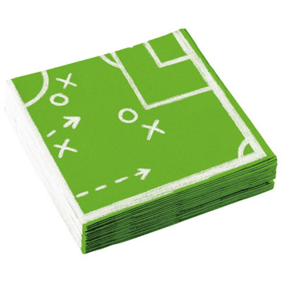Amscan Kicker Party Disposable Napkins (Pack of 20) Green/White (One Size)