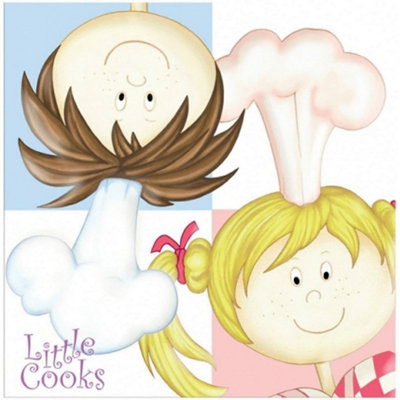 Amscan Little Cooks Disposable Napkins (Pack of 16) White/Blue/Pink (13in)