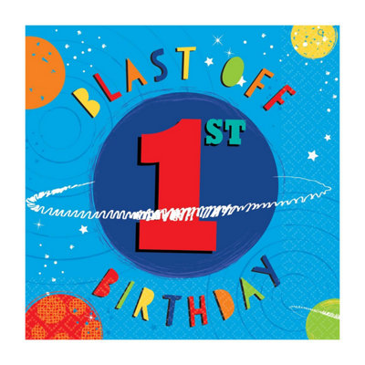 Amscan Luncheon 1st Birthday Napkins (Pack of 16) Multicoloured (33cm)