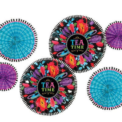 Amscan Mad Tea Party Paper Hanging Decoration (Pack of 6) Multicoloured (One Size)