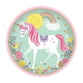 Amscan Magical Paper Unicorn Disposable Plates (Pack of 8) Multicoloured (One Size)