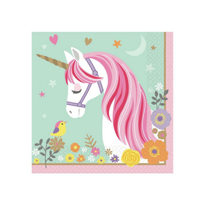 Amscan Magical Unicorn Napkins (Pack of 16) Multicoloured (33cm)