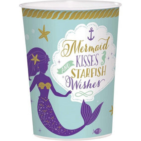 Amscan Mermaid Wishes Plastic Party Cup Green/Purple/White (One Size)