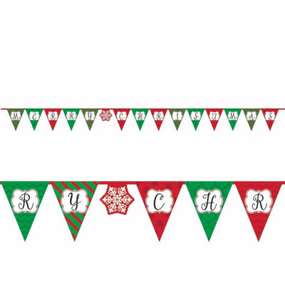 Amscan Merry Christmas Pennant Banner Green/Red (One Size)