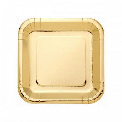 Amscan Metallic Square Party Plates (Pack of 8) Gold (One Size)