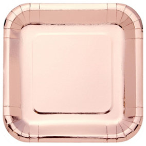 Amscan Metallic Square Party Plates (Pack of 8) Rose Gold (One Size)