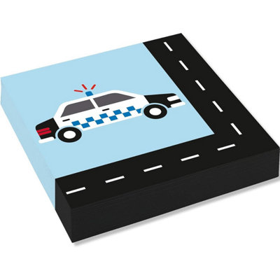 Amscan On The Road Birthday Napkins (Pack of 20) Sky Blue/Black/White (One Size)