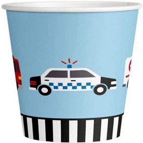Amscan On The Road Paper Happy Birthday Party Cup (Pack of 8) Blue/White/Black (One Size)