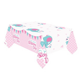 Amscan On Your Christening Day Tablecover Pink (1.8m x 1.2m)
