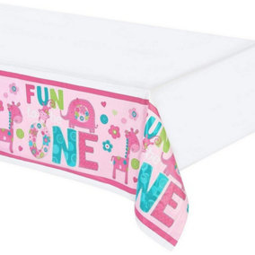 Amscan One Wild Girl Plastic 1st Birthday Party Table Cover Pink (One Size)