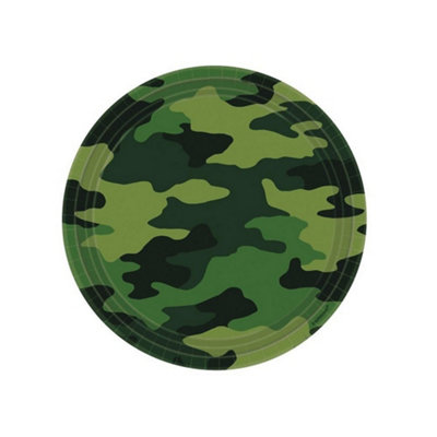 Amscan Paper Camouflage Party Plates (Pack of 8) Green (One Size)