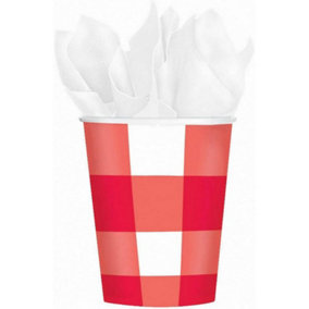 Amscan Paper Checked Party Cup (Pack of 8) Red/Orange/White (One Size)