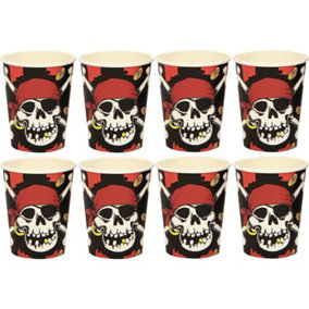 Amscan Paper Jolly Roger 250ml Party Cup (Pack of 8) Black/White/Red (One Size)