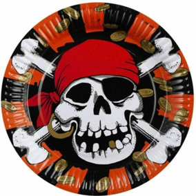 Amscan Paper Jolly Roger Plate (Pack of 8) Red/White/Black (One Size)