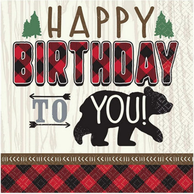 Amscan Paper Lumberjack Birthday Disposable Napkins White/Black/Red (10in)