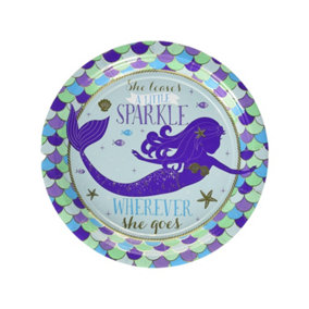 Amscan Paper Mermaid Party Plates (Pack of 8) Blue/Purple/Green (One Size)