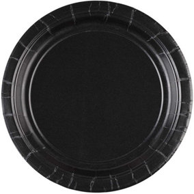 Amscan Paper Plain Dinner Plate (Pack of 8) Black (One Size)
