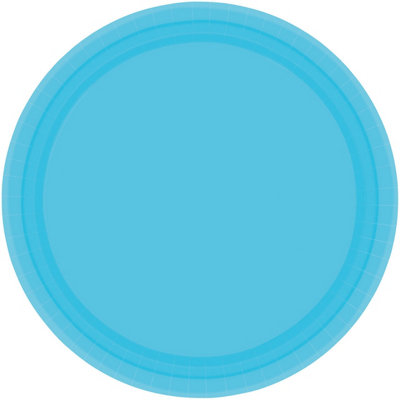 Amscan Paper Plain Dinner Plate (Pack of 8) Caribbean Blue (One Size)