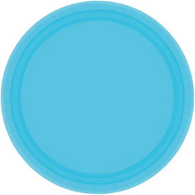 Amscan Paper Plain Dinner Plate (Pack of 8) Caribbean Blue (One Size)