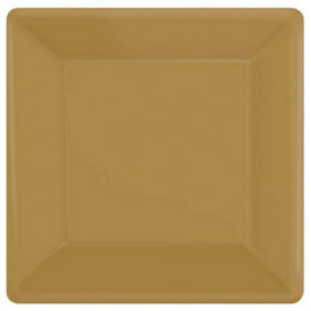Amscan Paper Square Party Plates (Pack of 20) Gold (One Size)