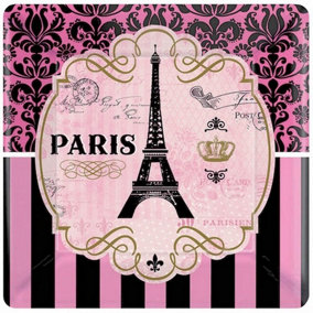 Amscan Paris Square Party Plates (Pack of 8) Pink/Black/Gold (One Size)