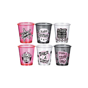 Amscan Party Posse Shot Gl (Pack of 6) Pink/Black/White (One Size)