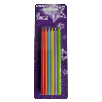 Amscan Plain Candles (Pack of 12) Multicoloured (One Size)