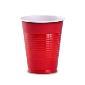 Amscan Plastic 355ml Disposable Cup (Pack of 10) Red/White (One Size)
