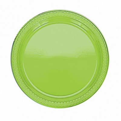 Amscan Plastic Block Colour Party Plates (Set Of 20) Kiwi Green (One Size)