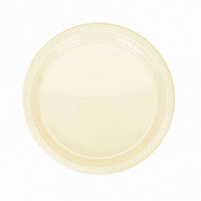 Amscan Plastic Block Colour Party Plates (Set Of 20) Vanilla Creme (One Size)