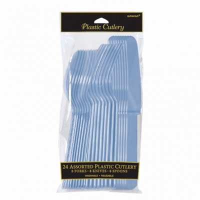 Amscan Plastic Cutlery Set (Set Of 24) Pastel Blue (One Size)